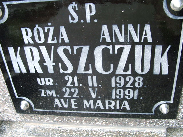 Grób Róża Anna Kryszczuk